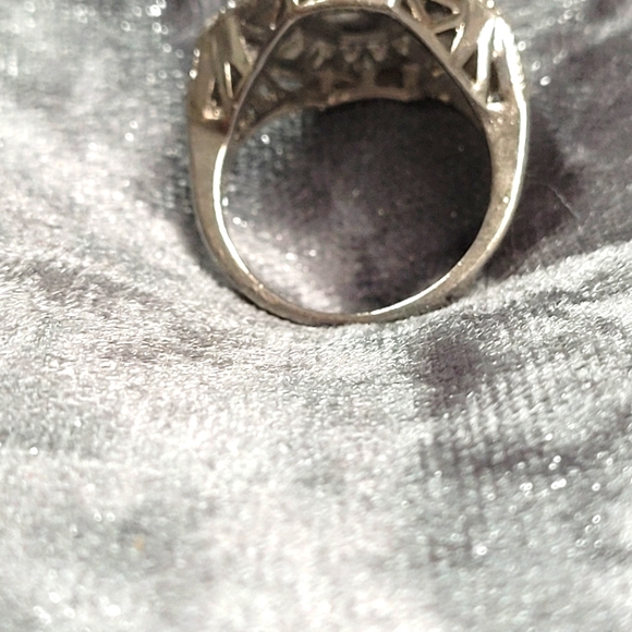 Blue Polygon CZ Zircon Art Deco Ring - Picture 6 of 7